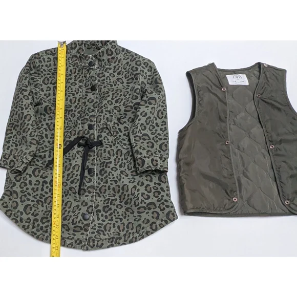 ZARA GIRLS Animal Print Jacket With Removable Inner Vest Size 5
